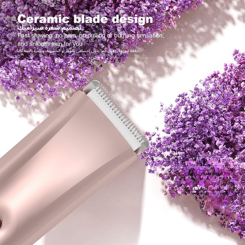 Bikini Trimmer For Women,Electric Shaver Body Trimmer For Men Pubic Hair, Hair Trimmer Shaver Razors 2-In-1 Wet & Dry Waterproof Shaving Machine For Women（Gold) - Image 3