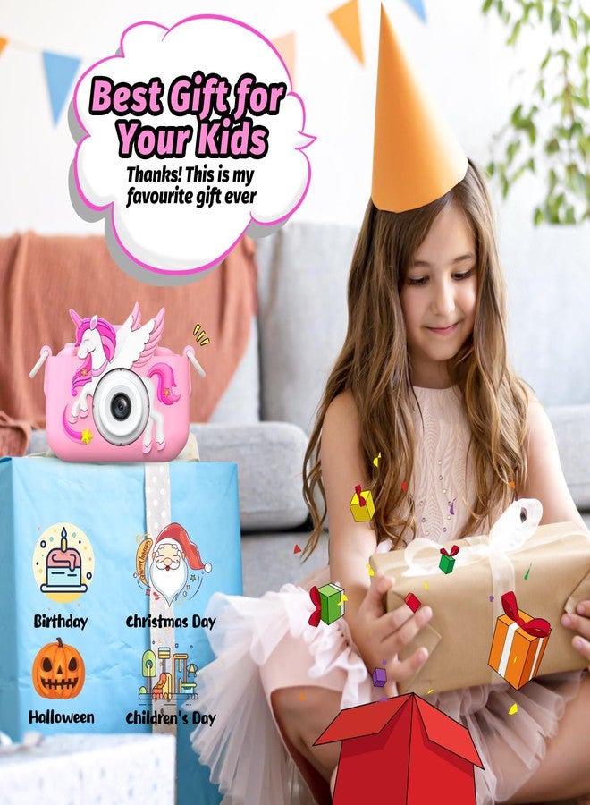 Cimizi Upgrade Kids Camera for Boys Girls, Toddler Digital Selfie Camera with Cute Protective Cover and 32G SD Card, Christmas Birthday Gifts Toys for 3 4 5 6 7 8 9 10 11 12 Years Old Little Girls and Boys - Image 2