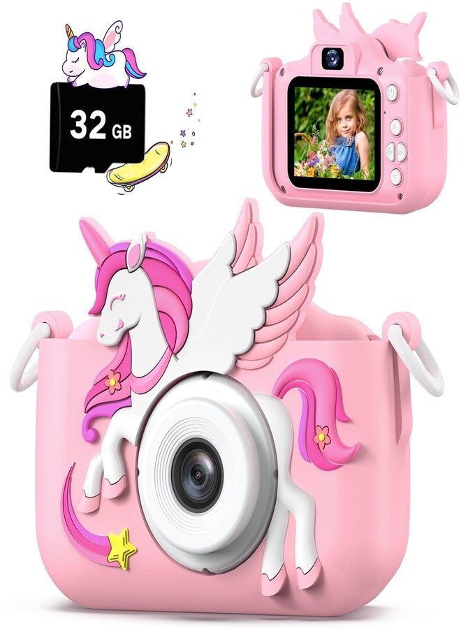 Cimizi Upgrade Kids Camera for Boys Girls, Toddler Digital Selfie Camera with Cute Protective Cover and 32G SD Card, Christmas Birthday Gifts Toys for 3 4 5 6 7 8 9 10 11 12 Years Old Little Girls and Boys - Image 1