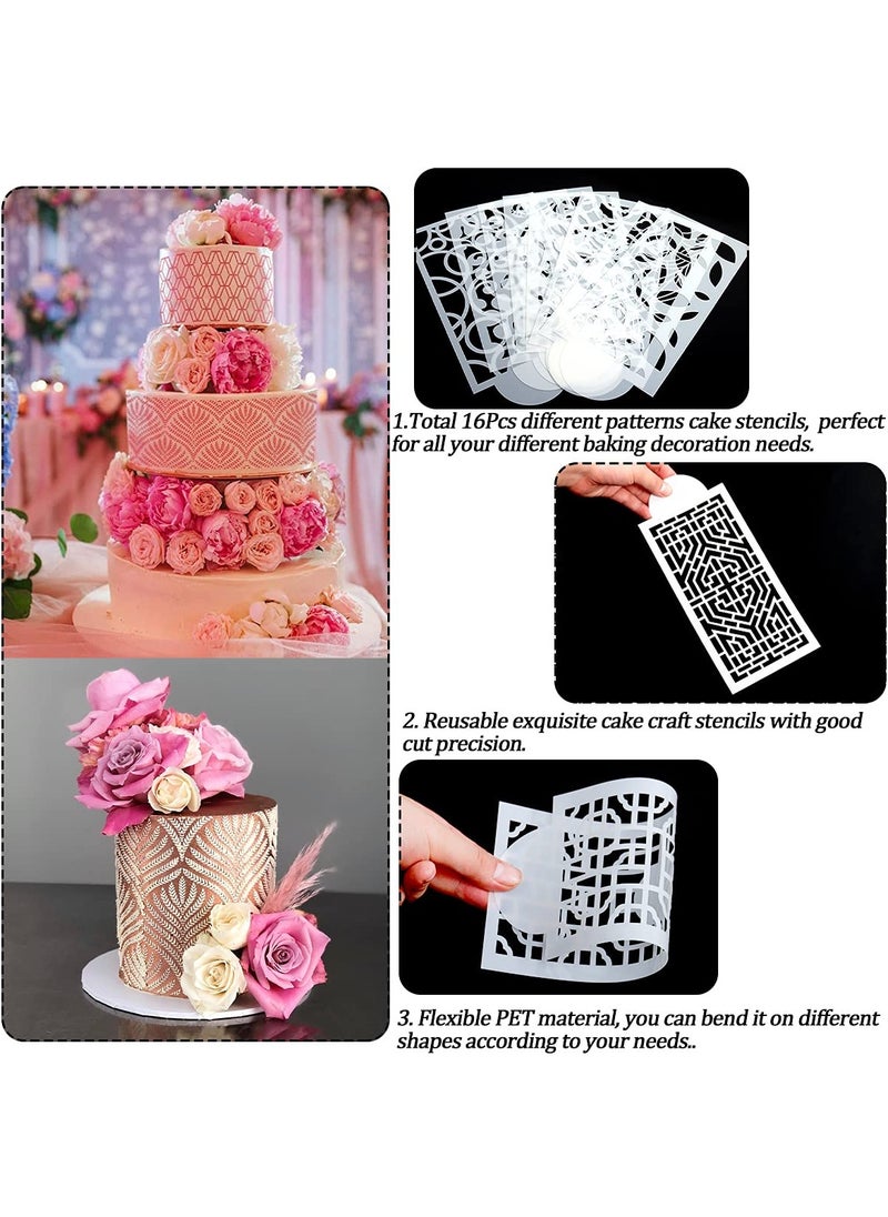 SYOSI - 16PCS Cake Decorating Stencils Templates Buttercream Lace Cake Stencil - Image 1
