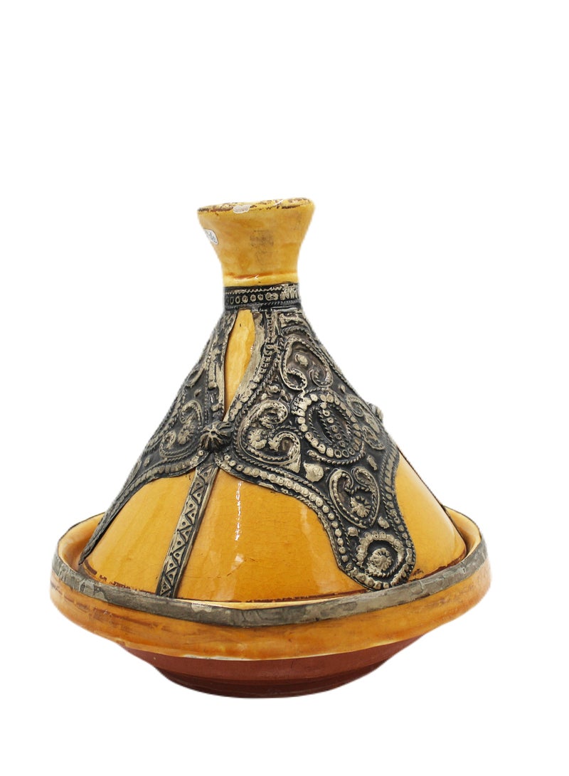 Antique Museum Moroccan Handmade Tajeen (Food Pot) White Metal Work 22 cm  - Image 1