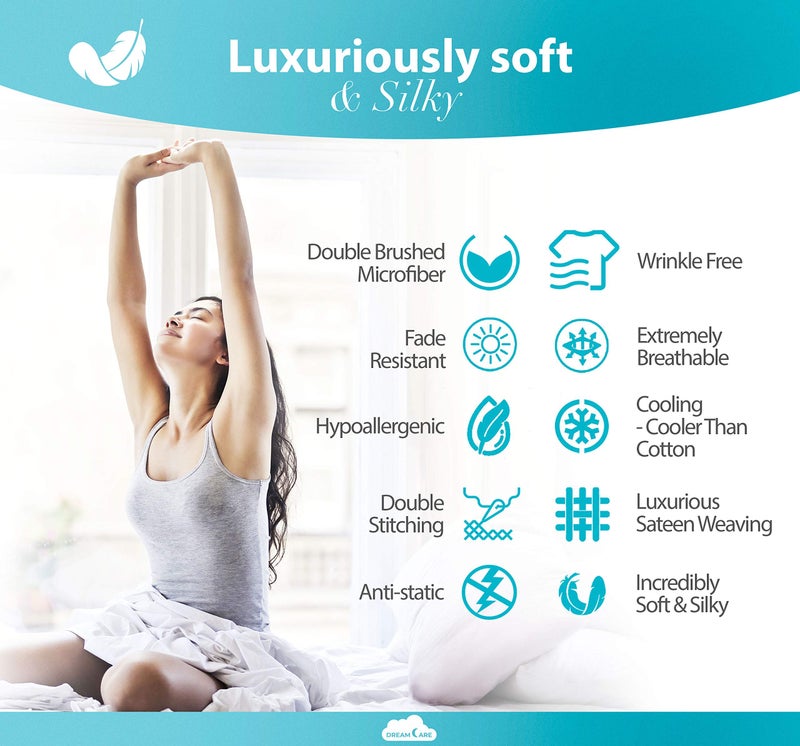 Dreamcare Sheet Sheet Size - Sheere Deep Pocket Preted - تناسب مرتبة مرتبة تصل إلى 15 بوصة - صفائح كوين جيب عميقة - فاخرة في الفندق - تقلص وتتلاشى مقاومة - ورقة واحدة فقط (ملكة أرجوانية) - Image 5