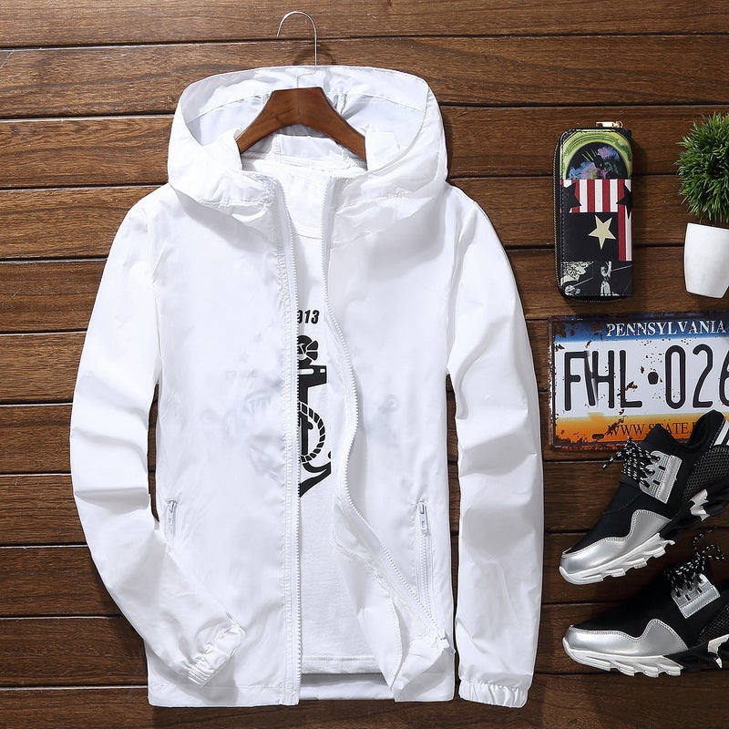 Generic Summer Casual Jacket Mens Oversize Lightweight Couple Windbreaker 613 White 