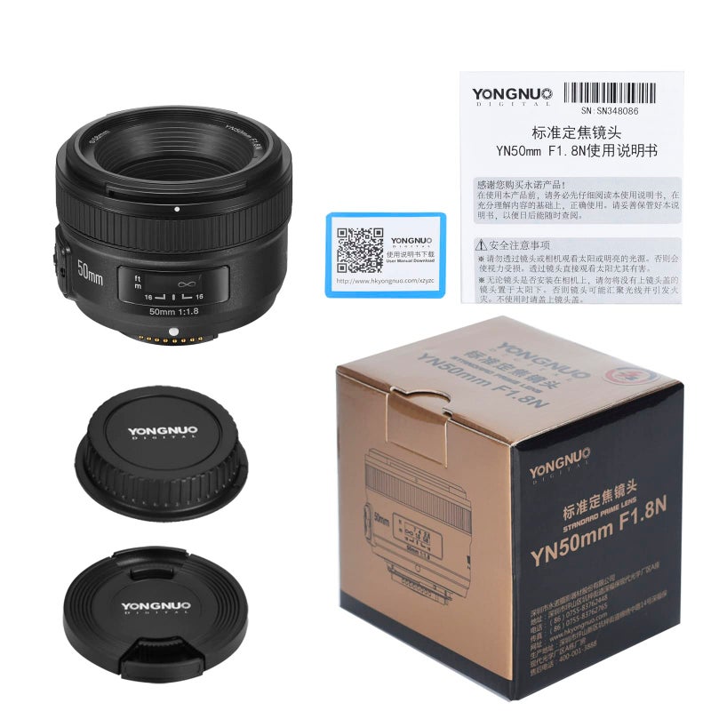 YONGNUO عدسة يونغنو YN50mm F1.8N القياسية، فتحة كبيرة، تركيز تلقائي يدوي AF MF لكاميرات نيكون DSLR - Image 2