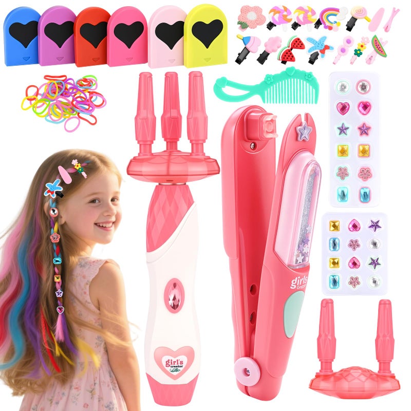 Dreamon 51 Pcs Hair Styling Tools  Hair Gem Stamper Kit and Automatic Hair Braider  Bling Hair Jewels for Girl with Reusable Shining Diamonds and Hair Chalk  Hair Salon Toys Christmas Birthday Gift - Image 3