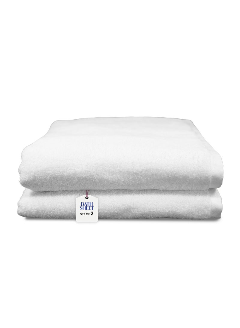كاسينو Kassino Jumbo Bath Sheet (2 Pack, 90x180 cm) - 540 GSM Large Bath Towel,100% Combed Cotton, Soft & Quick-Dry Oversized Towels, Highly Absorbent, Double Stitched Hotel Quality Towels | White - Image 1