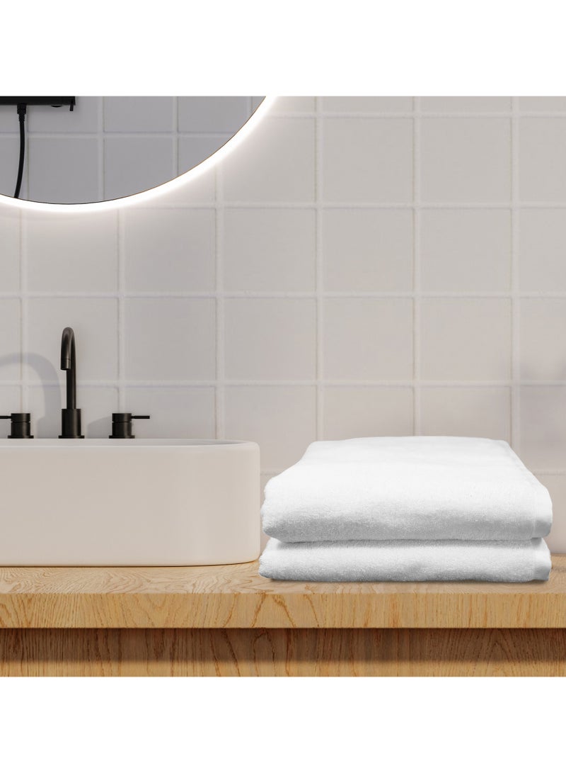 كاسينو Kassino Jumbo Bath Sheet (2 Pack, 90x180 cm) - 540 GSM Large Bath Towel,100% Combed Cotton, Soft & Quick-Dry Oversized Towels, Highly Absorbent, Double Stitched Hotel Quality Towels | White - Image 2