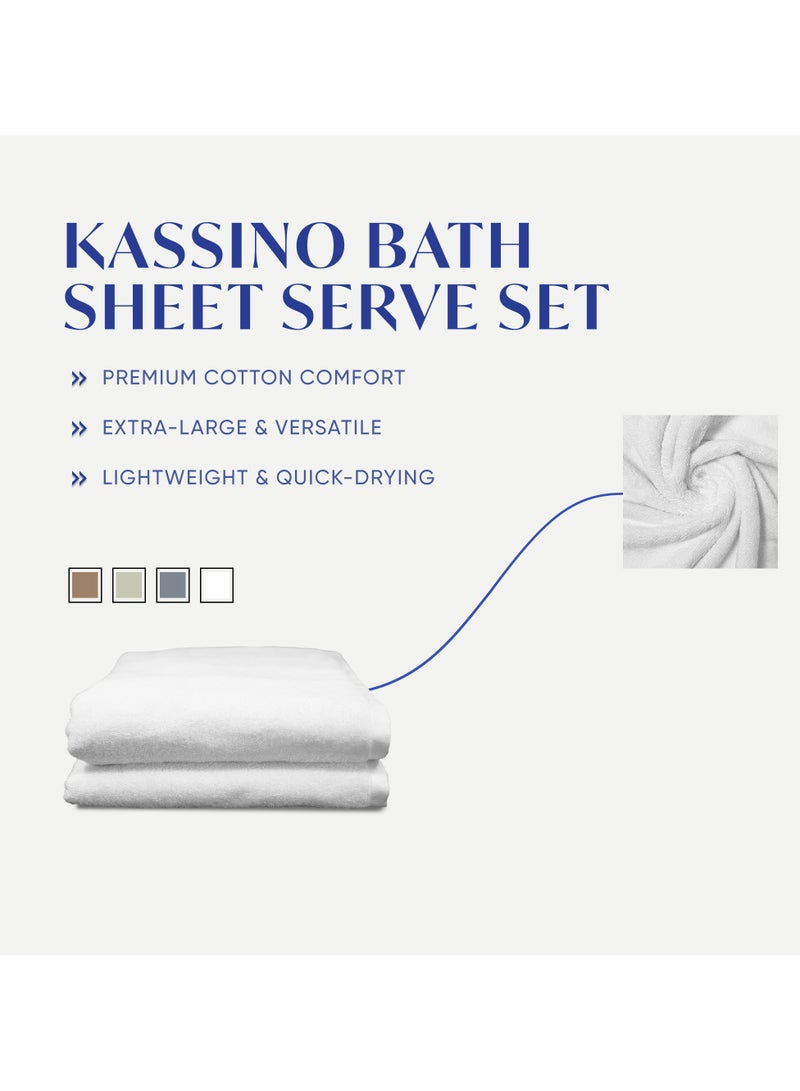 كاسينو Kassino Jumbo Bath Sheet (2 Pack, 90x180 cm) - 540 GSM Large Bath Towel,100% Combed Cotton, Soft & Quick-Dry Oversized Towels, Highly Absorbent, Double Stitched Hotel Quality Towels | White - Image 3