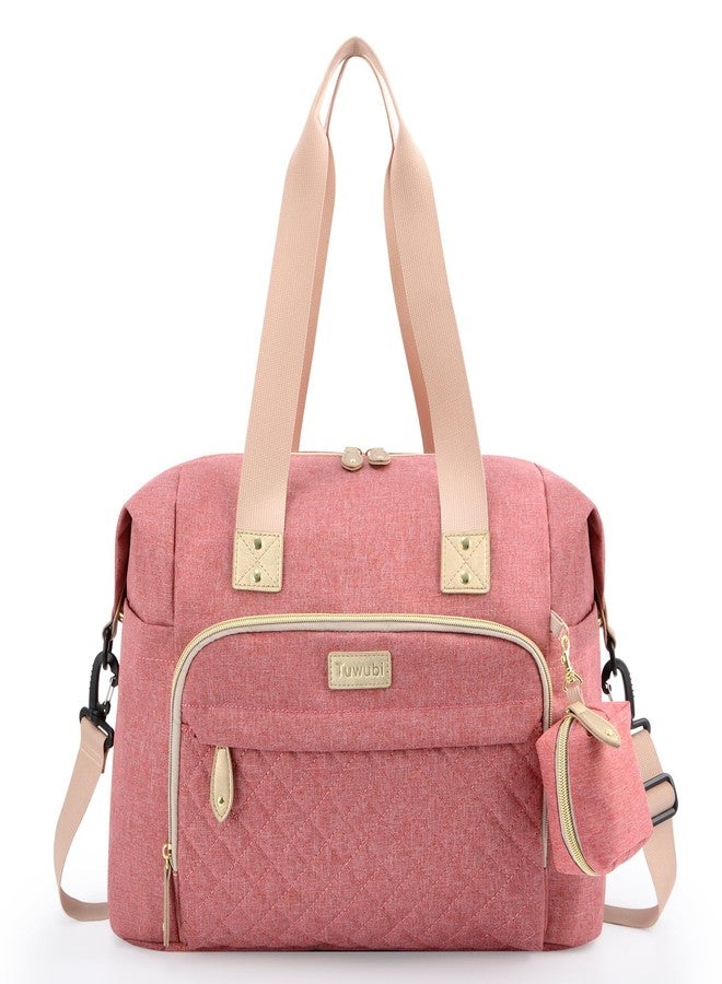 Tuwubi Diaper Bag Tote,Baby Diaper Bag with Pacifier Case Large Travel Diaper Tote Caddy for Mom and Dad Multifunction Large Baby Bag - Pink - Image 1