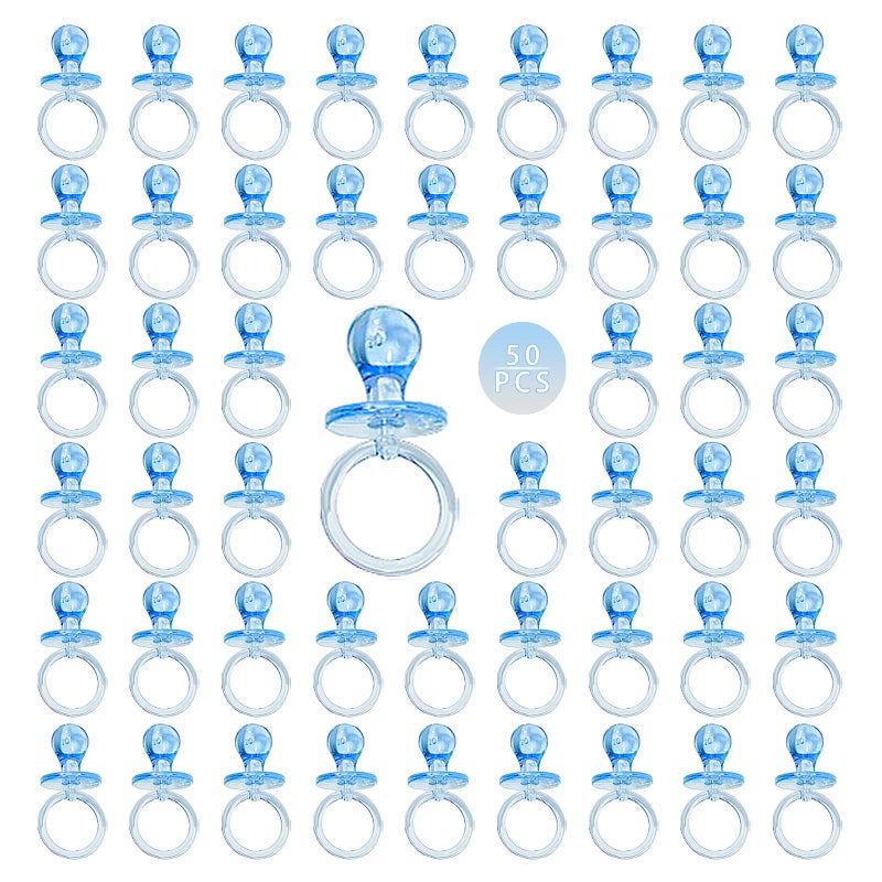 ZYFLSQ 50 Pieces 2.75 Inch Baby Pacifier Baby Shower Plastic Pacifier for Baby Shower Pacifier, Baby Shower Gender Show Party Decoration DIY Baby Shower Birthday Party Gift (Blue) - Image 1