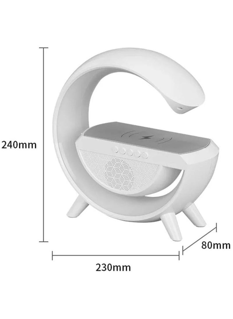 general Bluetooth Audio Night Light G Shaped Speaker with Wireless Charger Stereo Surround Bass Music Box for Bedroom, for Teenage Girls Boy Men Women White - Image 5