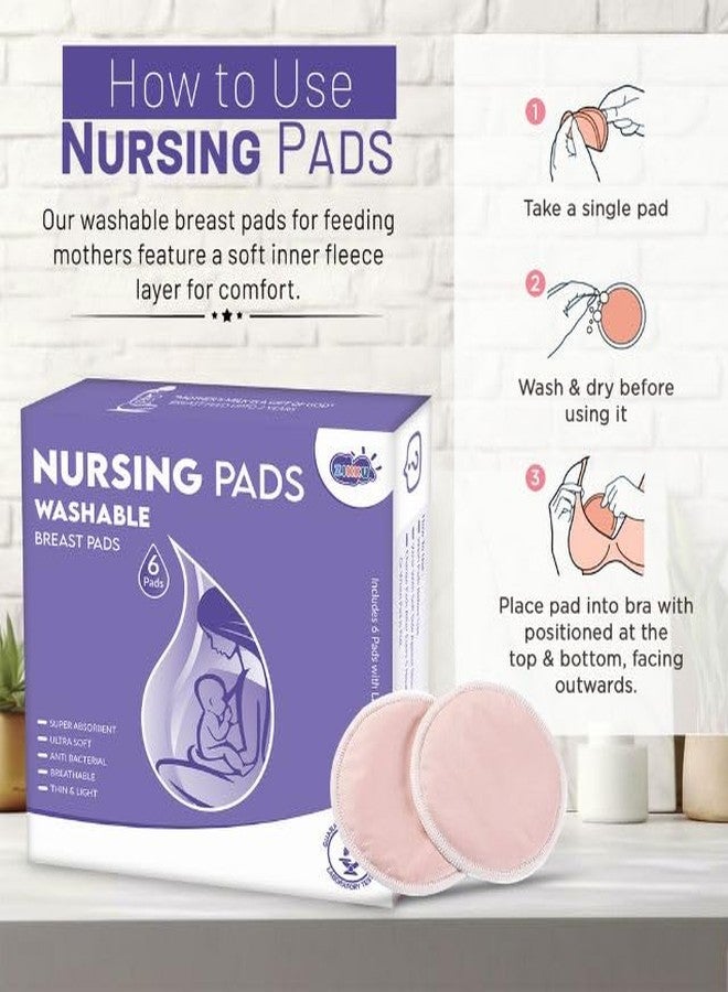 AHC Zikku Ultra-Soft Reusable Nursing Breast Pad for Feeding Mothers 6 Pads, New Mom Gifts, Light Weight Washable Nursing Pads for Bra, Eco-Friendly and Comfortable Breast Pad - Image 4