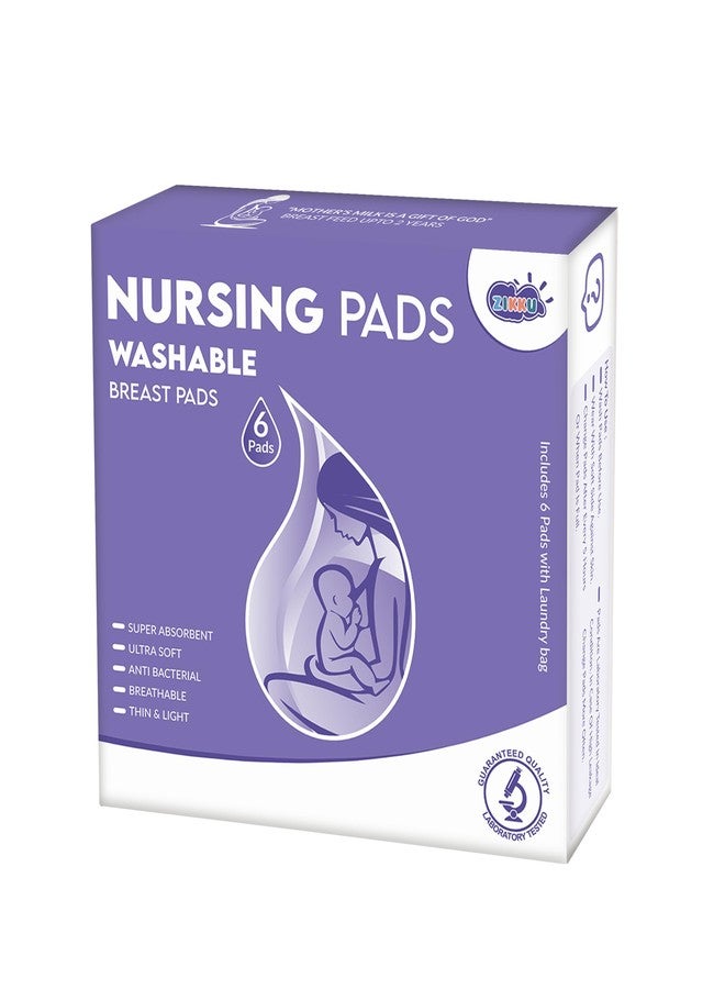 AHC Zikku Ultra-Soft Reusable Nursing Breast Pad for Feeding Mothers 6 Pads, New Mom Gifts, Light Weight Washable Nursing Pads for Bra, Eco-Friendly and Comfortable Breast Pad - Image 1