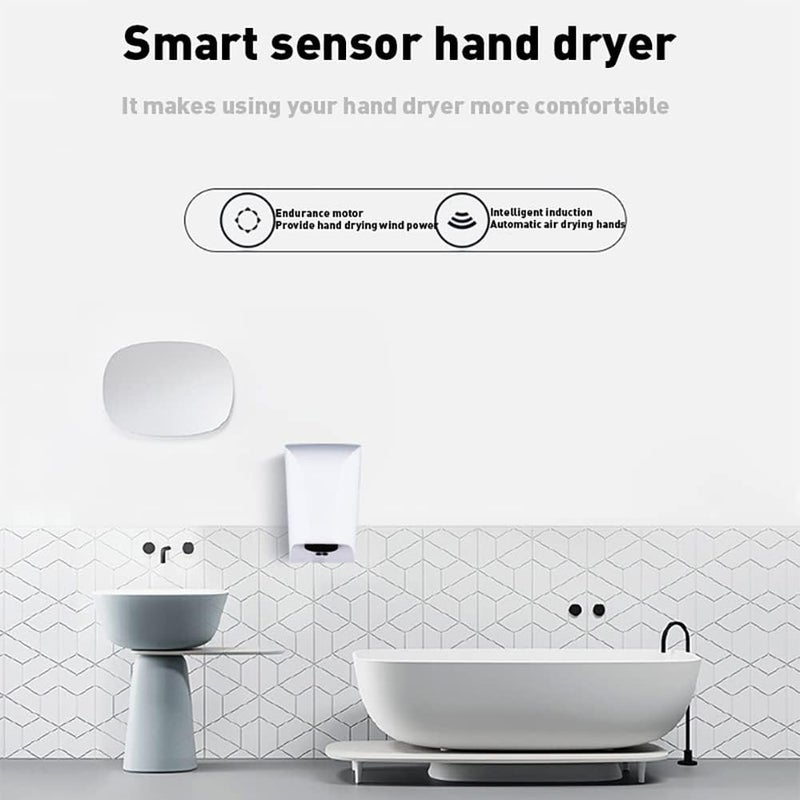 Electric Hand Dryer,750W Mini Automatic Induction Hand Dryers with Adjustable Hot and Cold Wall-Mounted High Speed Bathrooom Toilets (White) - Image 2