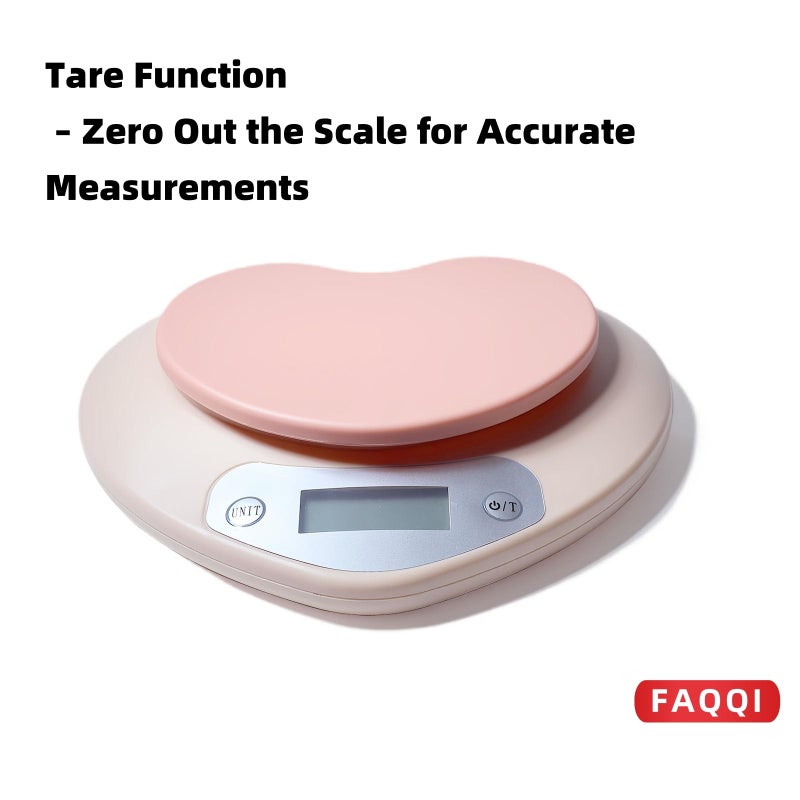 FAQQI Cute Kitchen Scale, Digital Food Scale with LCD Display, 11 lb (5kg) Capacity, 0.03 oz (1g) Precision for Baking and Cooking (Pink) - Image 3
