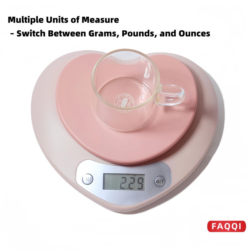 FAQQI Cute Kitchen Scale, Digital Food Scale with LCD Display, 11 lb (5kg) Capacity, 0.03 oz (1g) Precision for Baking and Cooking (Pink) - Image 5
