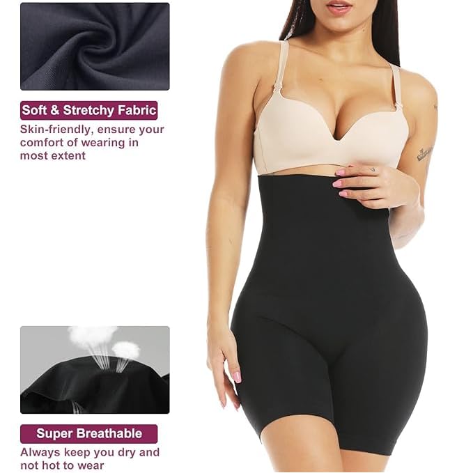 KROYWEN Women's Tummy Tucker High Waist Shapewear (Skin,Black) - Image 4