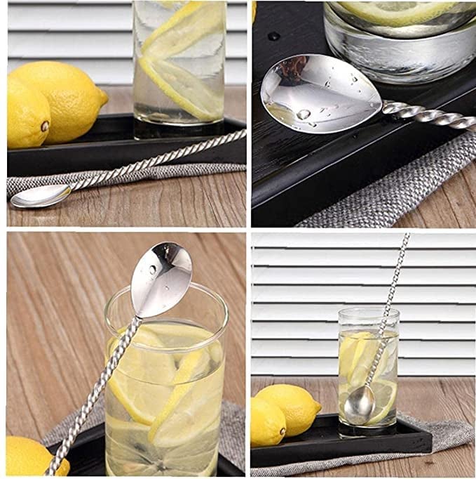 THW® Stainless Steel Double Head Cocktail Drink Mixer Stirring Mixing Spoon with Fork- Set of 2 Pieces - Image 2