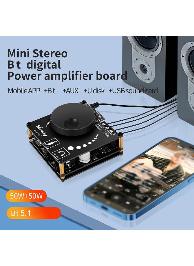 Generic - 2 Channel BT 5.1 Digital Audio Amplifier Board Module High and Low Tone Adjustment Mobilephone APP Control Support AUX 3.5mm Audio U disk Sound Card Input - Image 1