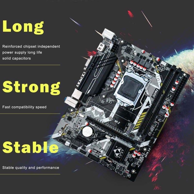 DDR4 B250A4 Computer Motherboard LGA1151 CPU Support 64G Dual Channel Dual M.2 Interface Realtek 1000Mbit USB3.0 SATA3.0 All-Solid Capacitors High-Speed Transmission High-Clear Visual Experience - Image 3