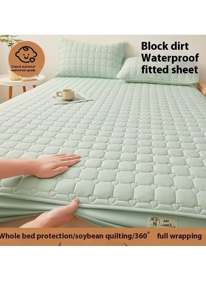 Yahor Super Soft 3-Piece of Ice Silk Cooling Bedding Set, Extreme Heat Cooling Bedding Set,Anti-Slip Latex Cool Silk Bed Cover with 2 Pillowcases,Latex Mattress Pad for Summer Heat,Breathable Sheets, Night Sweat Relief 200*220CM - Image 1