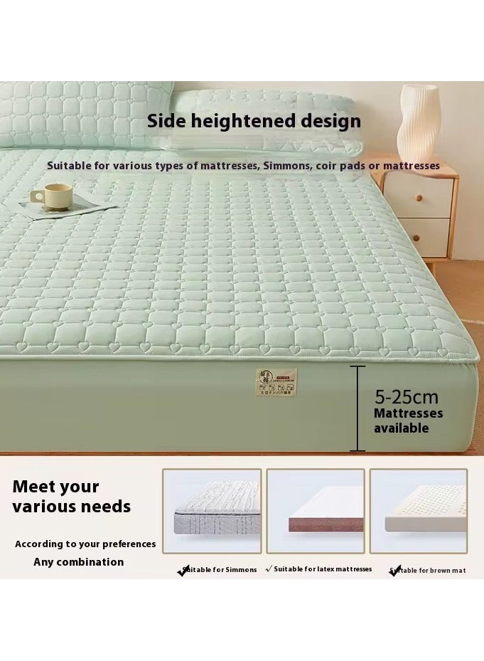 Yahor Super Soft 3-Piece of Ice Silk Cooling Bedding Set, Extreme Heat Cooling Bedding Set,Anti-Slip Latex Cool Silk Bed Cover with 2 Pillowcases,Latex Mattress Pad for Summer Heat,Breathable Sheets, Night Sweat Relief 200*220CM - Image 4