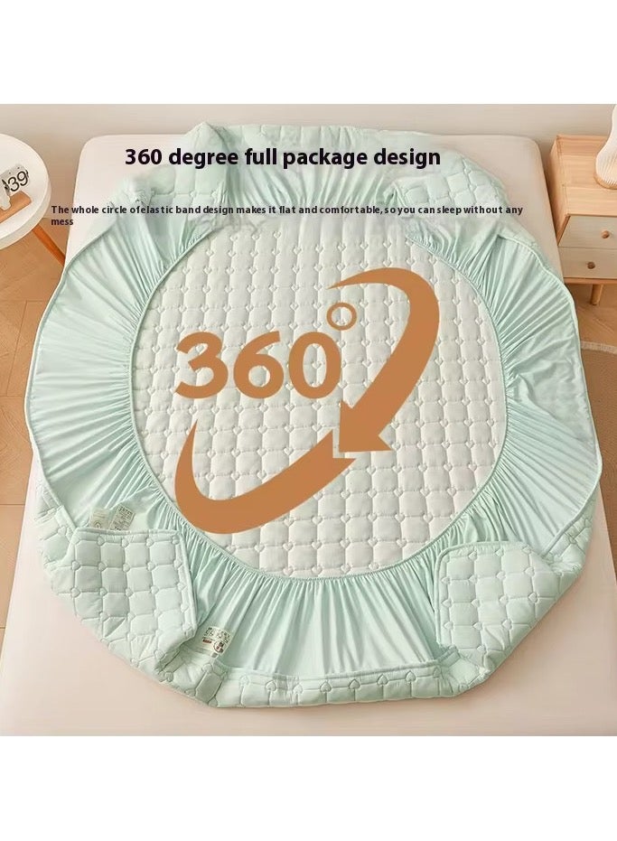 Yahor Super Soft 3-Piece of Ice Silk Cooling Bedding Set, Extreme Heat Cooling Bedding Set,Anti-Slip Latex Cool Silk Bed Cover with 2 Pillowcases,Latex Mattress Pad for Summer Heat,Breathable Sheets, Night Sweat Relief 200*220CM - Image 3