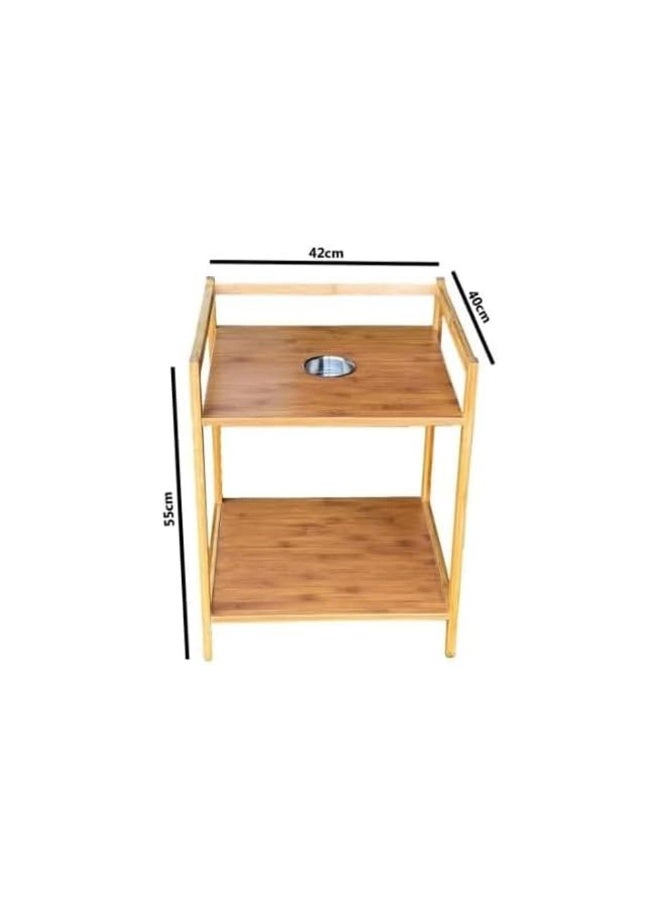 Bamboo End Table & Nightstand 2-Tier Natural  - Multi-Purpose Storage Organizer Shelf Side Table for Living Room, Bedroom & Bathroom - Image 1
