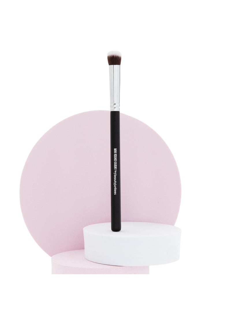 Beauty Junkees Mineral Powder Eyeshadow Makeup Brush – Small Mini Round Top Kabuki, Synthetic Dome Smudge Eye Shadow Brushes for Blending Smoky Eye, Setting Concealer Liquid Cream Cosmetics, Cruelty Free 