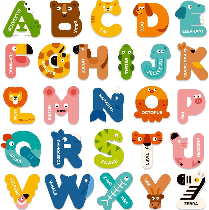 MiDeer Alphabet Magnetic Letters – 26 Lowercase Animal-Shaped Fridge Magnets for Toddlers, Durable Educational Toy for English Learning & Animal Recognition - Image 1