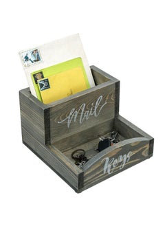 MyGift Vintage Gray Solid Wood Mail Holder And Key Organizer Entryway Storage Tray With Cursive Mail And Keys Word Design Office Desktop Organizing Bin  - Image 1