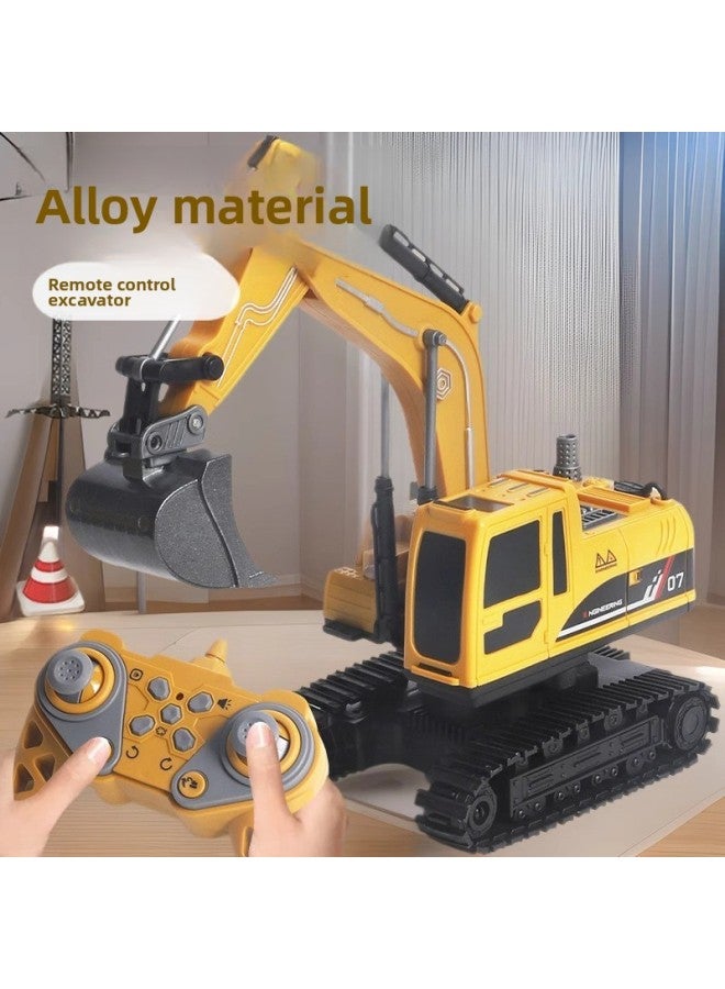 Children's Spray Remote Control Excavator Alloy Model 11-way Simulation Excavator Electric Puzzle Boy Toy-Color:Gray 6-way Light Charging Version - Alloy Head + 2 Plastic Heads 【color Box】 - Image 2