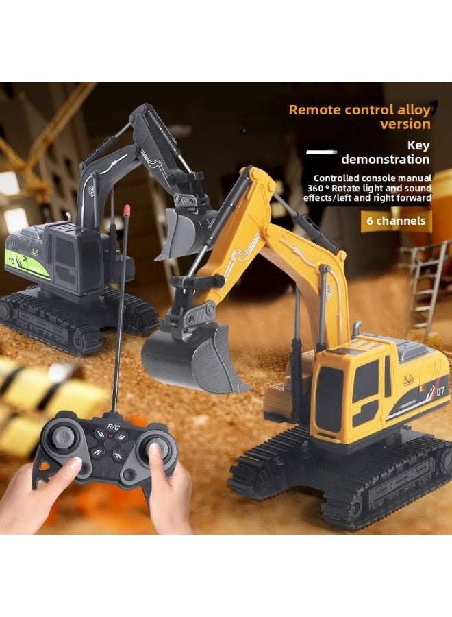 Children's Spray Remote Control Excavator Alloy Model 11-way Simulation Excavator Electric Puzzle Boy Toy-Color:Gray 6-way Light Charging Version - Alloy Head + 2 Plastic Heads 【color Box】 - Image 3