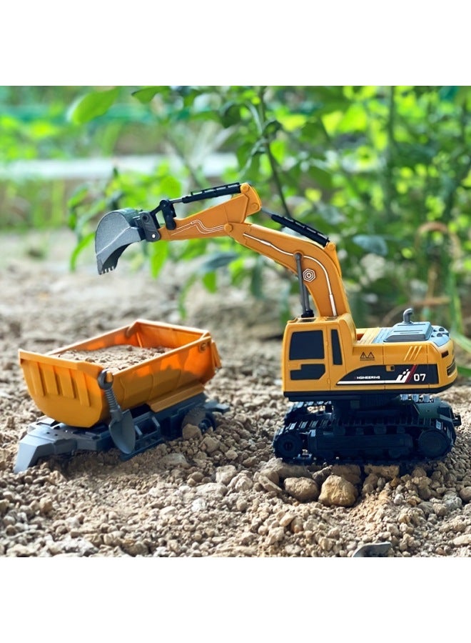 Children's Spray Remote Control Excavator Alloy Model 11-way Simulation Excavator Electric Puzzle Boy Toy-Color:Gray 6-way Light Charging Version - Alloy Head + 2 Plastic Heads 【color Box】 - Image 5