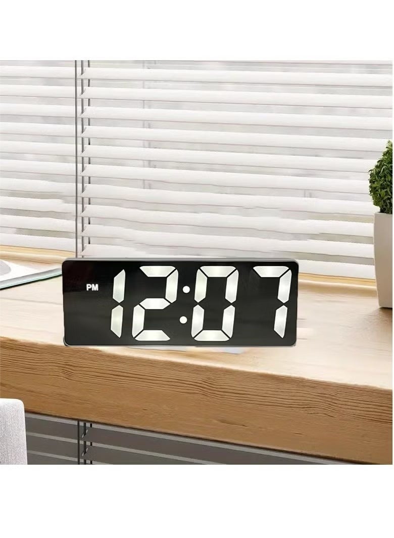 Digital Clock for Bedroom and Living Room - 15 sq. in. Large Display Alarm Clock with Date and Temperature, 12/24 Hour Format, Snooze Function, Two Alarms, White - Image 1