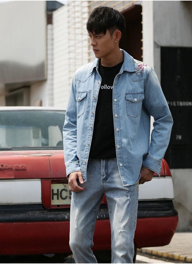 Nomadic Noble - 2022 New Embroidered Denim Jacket - Image 1