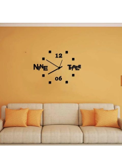 3D Surface English Numbers 3D Wall Clock Design Decoration for Living Room Bedroom Office Black