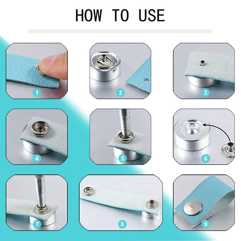 TRKETK 80 Pieces 15 mm Stainless Steel Press Studs Set Metal Press Studs Leather for Clothes, Boat Bags, Leather, Hobbies - Image 3