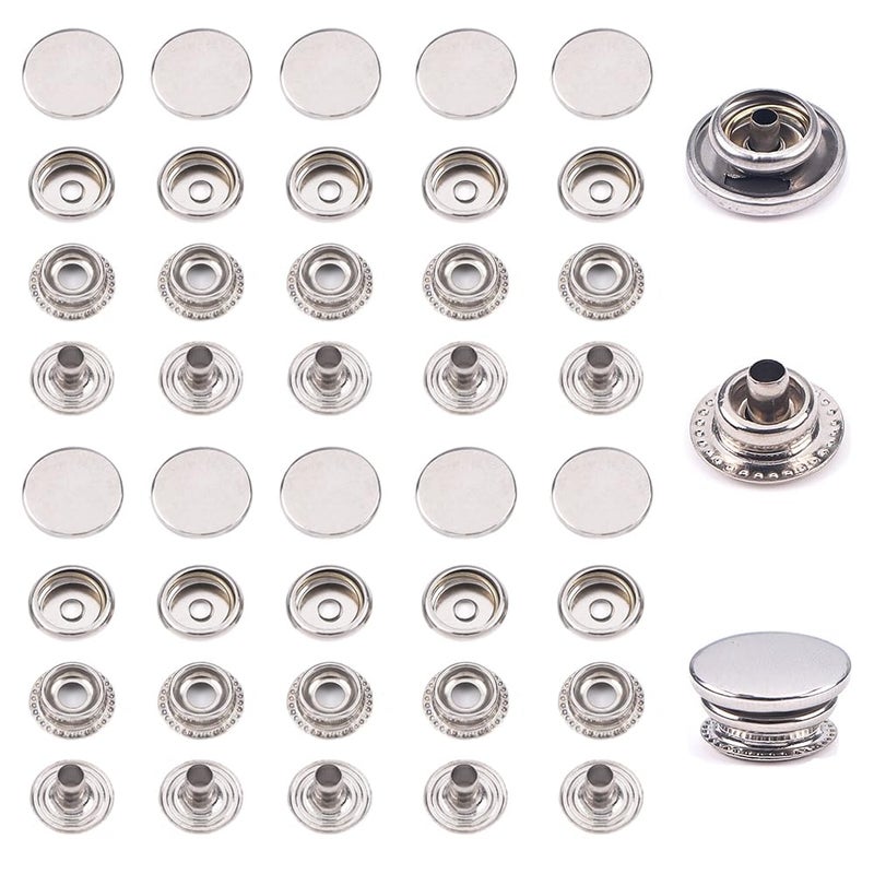 TRKETK 80 Pieces 15 mm Stainless Steel Press Studs Set Metal Press Studs Leather for Clothes, Boat Bags, Leather, Hobbies - Image 1