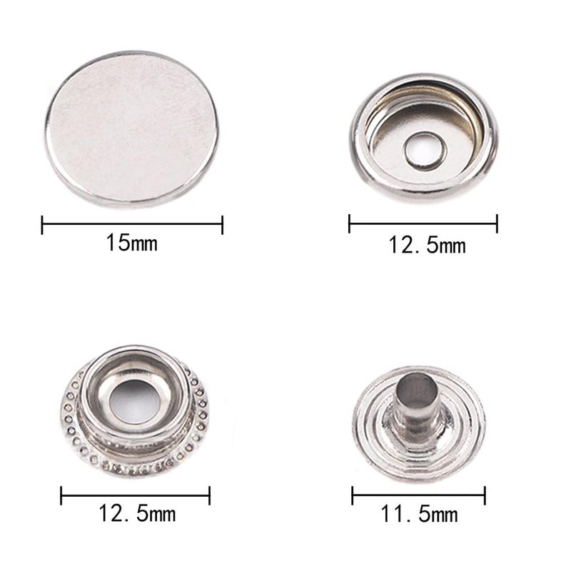 TRKETK 80 Pieces 15 mm Stainless Steel Press Studs Set Metal Press Studs Leather for Clothes, Boat Bags, Leather, Hobbies - Image 2