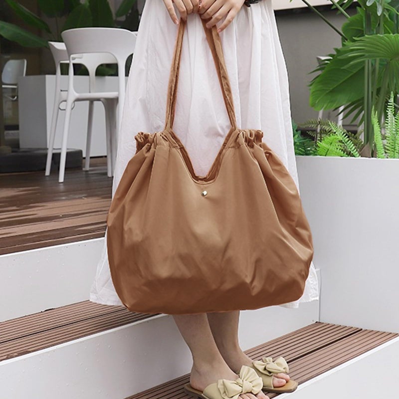 Tiltol Reusable Grocery Bags,Foldable Eco Friendly Grocery Bags with Adjustable Drawstring Reusable Collapsible Shopping Tote for Groceries, Travel and Storage,Machine Washable Reusable,Tiny Stylish(khaki) - Image 3