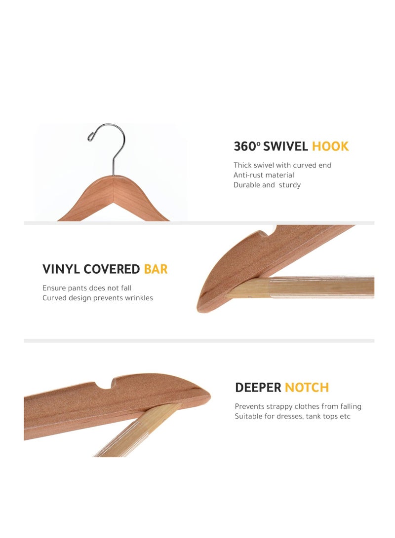 Quality Wooden Hangers - Semi Contoured Hanger Set in 20-Pack - Solid Wood Coat Hangers with Stylish Chrome Hooks - Heavy-Duty Clothes, Jacket, Shirt, Pants, Suit Curved Hangers (Natural, 20)  - Image 4