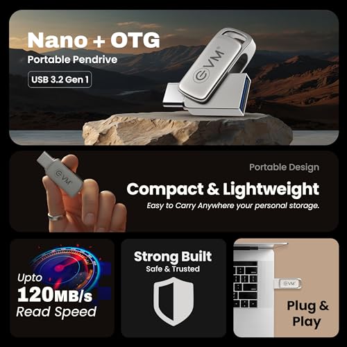 EVM Nano Plus 128GB Type-C OTG Pendrive | USB 3.2 Gen 1 | Rapid 120MB/s Read | Ultra-Compact Shock-Resistant Metal Nano Body | Smartphones Laptops iPads | 10 Years Warranty (EEPOT/128GB) - Image 2