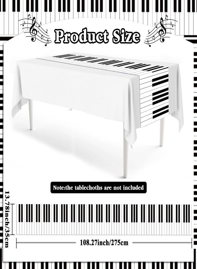 MOZUI 6 Pcs Musical Notes Piano Plastic Table Runners - 14 x 108 Inches Disposable Table Covers with Piano Key and Musical Notes Print Design for Music Theme Birthday Parties, Piano Recitals, Music Lovers - Image 3