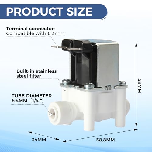 Yetaha Water Solenoid Valve, Yetaha 24V DC 1/4" Hose Connection for RO Reverse Osmosis Pure System RO Controller Normally Closed Float Switch - Image 2