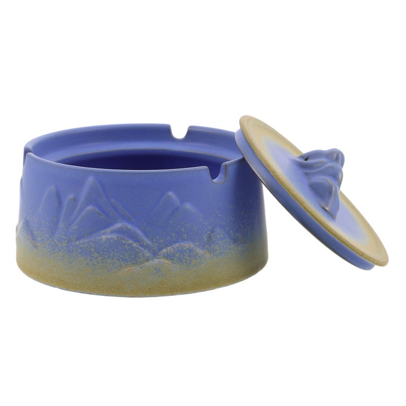 Ceramic Ashtray With Lid Windproof Portable Ash Holder For Home Office Travel - Image 2