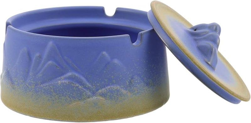 Ceramic Ashtray With Lid Windproof Portable Ash Holder For Home Office Travel - Image 1