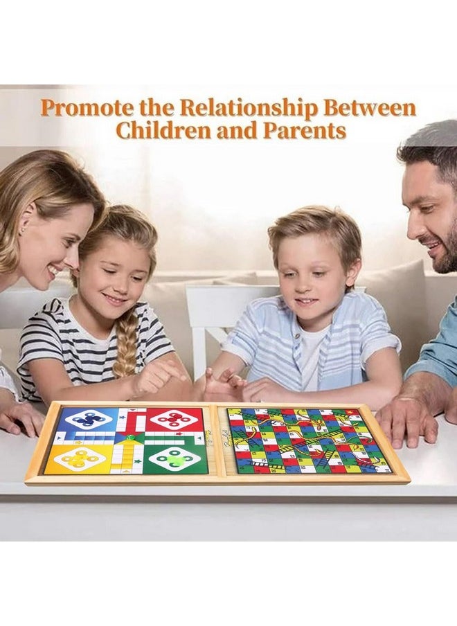 HomeCute Homecute Wooden Fastest Finger Board Game with Ludo and Snake and Ladder 3 in 1, Indoor Games for Kids, Fast Sling Puck Board Game for Adult Parent Kids Children Family.  - Image 5