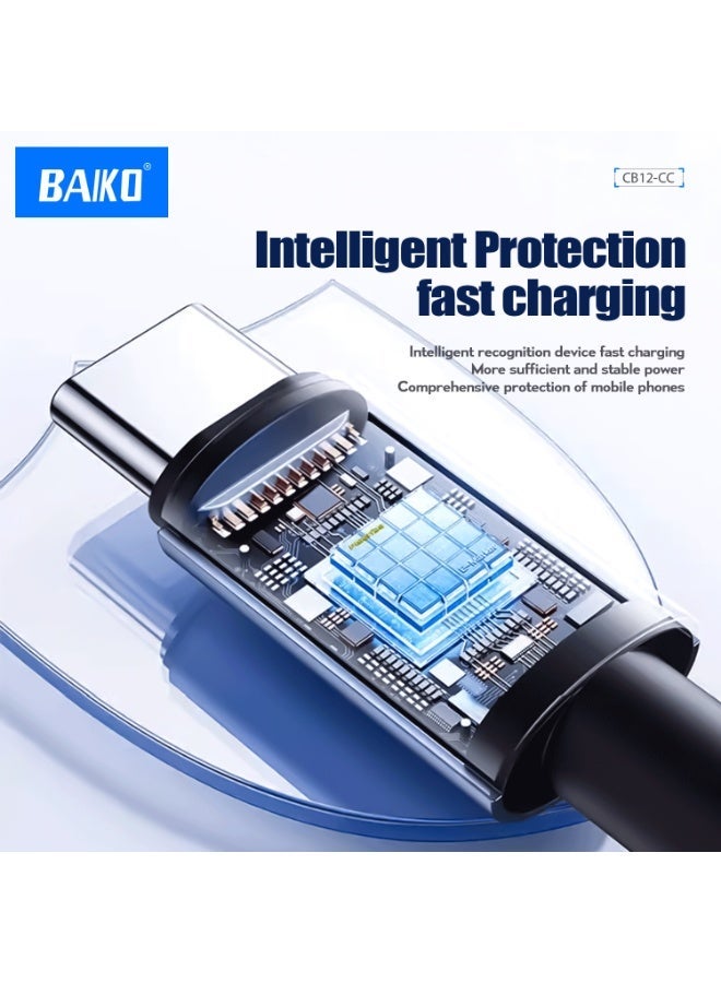BAIKO CB12 USB-C to USB-C Cable 1 Meter 60W Fast Charging Cord, Woven Type C Charger Cable for iPhone , iPad, MacBook, Samsung, AirPods & USB-C Devices - Image 3