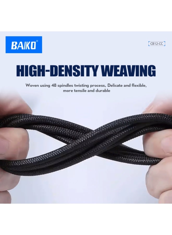 BAIKO CB12 USB-C to USB-C Cable 1 Meter 60W Fast Charging Cord, Woven Type C Charger Cable for iPhone , iPad, MacBook, Samsung, AirPods & USB-C Devices - Image 5